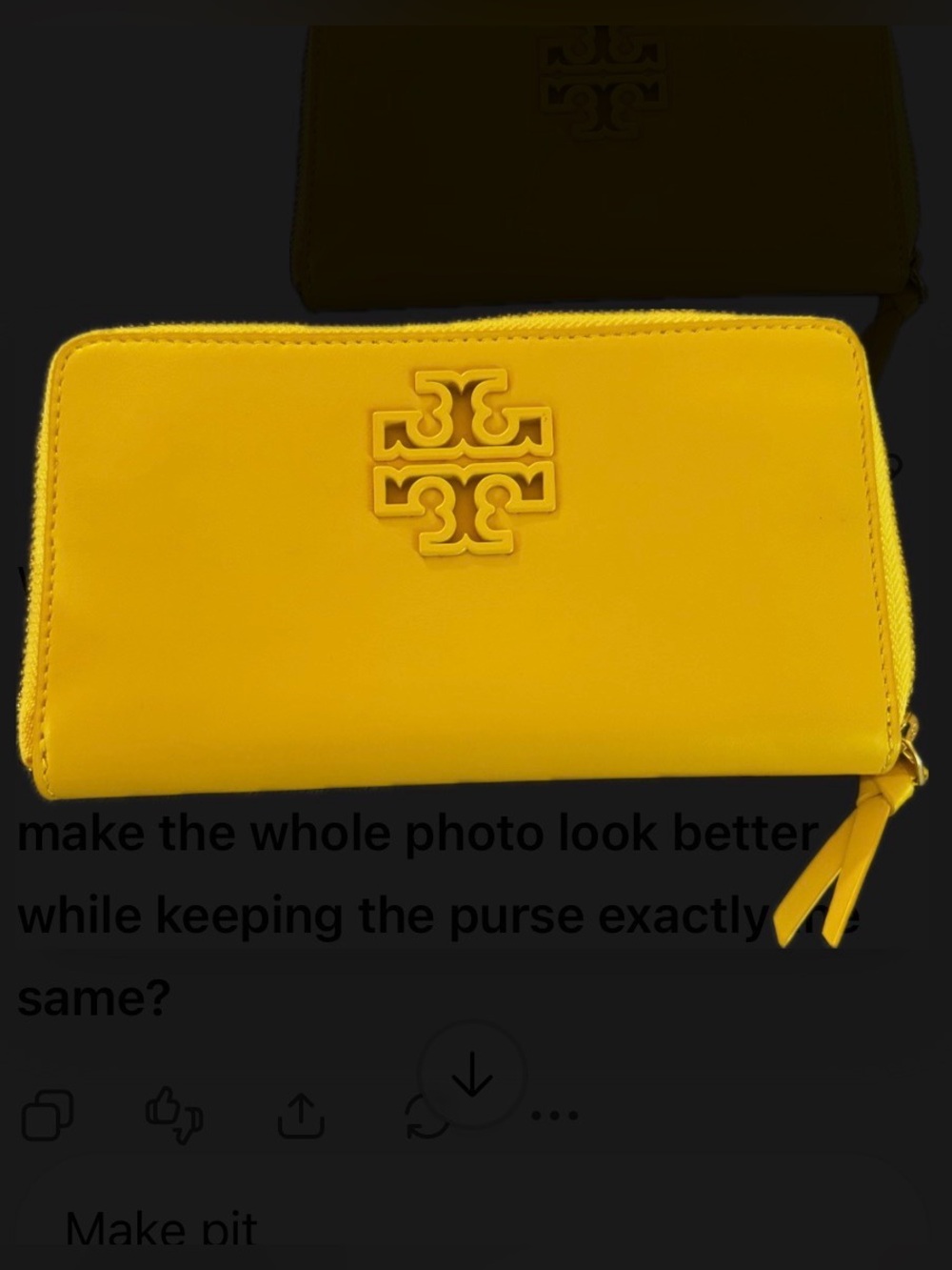 Tory Burch Bright Yellow Zip-Around Logo Leather Wallet